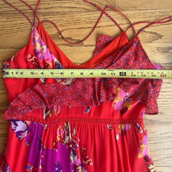 Anthropologie Maeve Grecia Ruffle Floral Silk Dress Size 2 - Picture 10 of 11